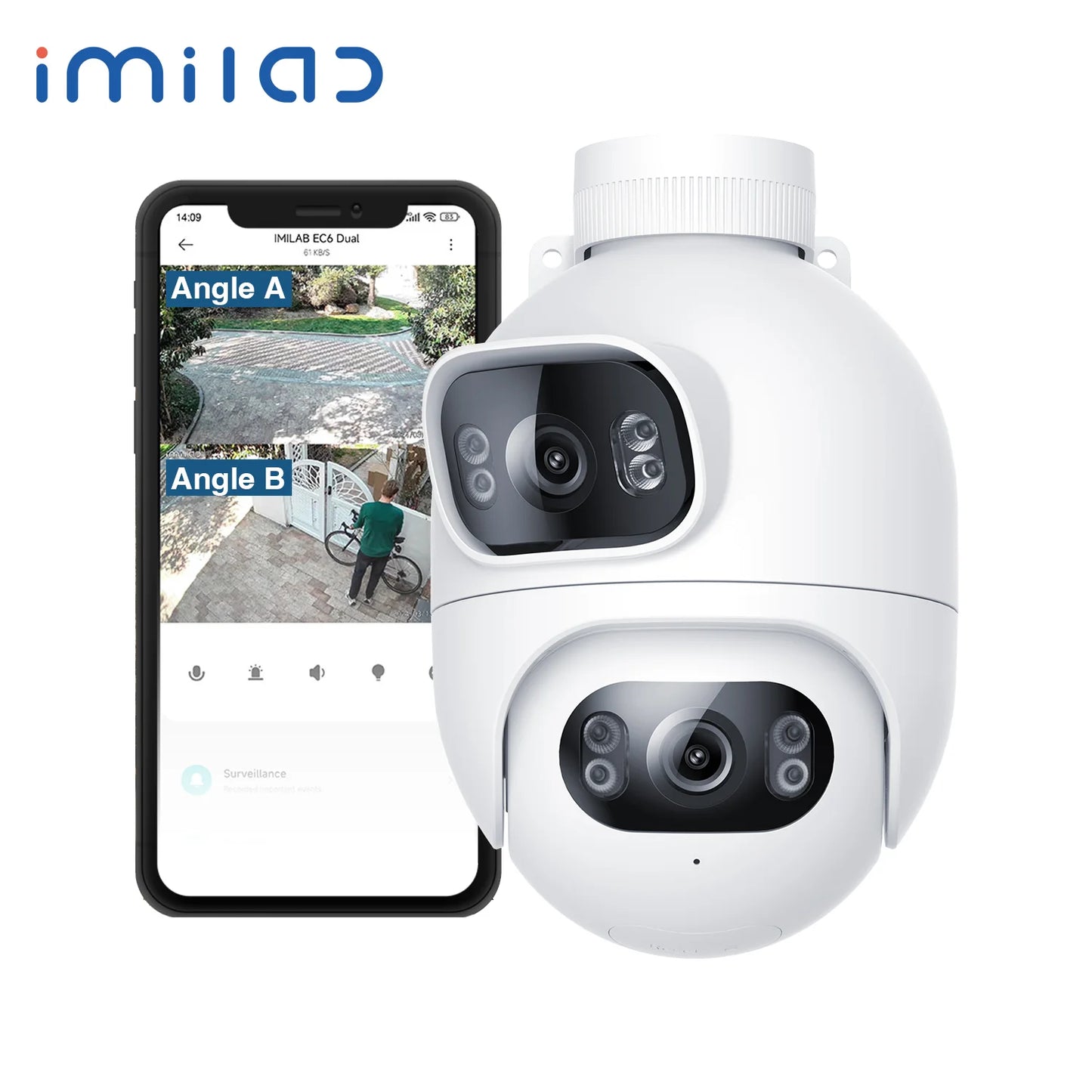 Imilab Outdoor Surveillance Camera Dual Lens 360 Degree PTZ Camera Colour Night Vision WiFi LAN 24 Hour Work EC6 Dual With MiHome App