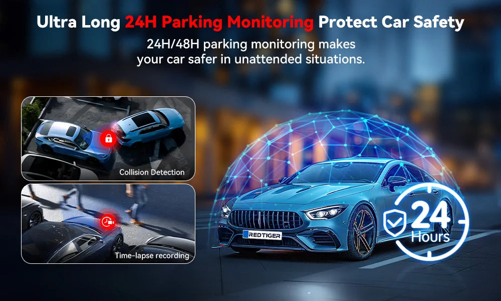 Redtiger A4 Dash Camera Front and Rear 4K Dash Cam Drive Recorder with WiFi GPS for 24 Hour Parking Mode Black Box for Car