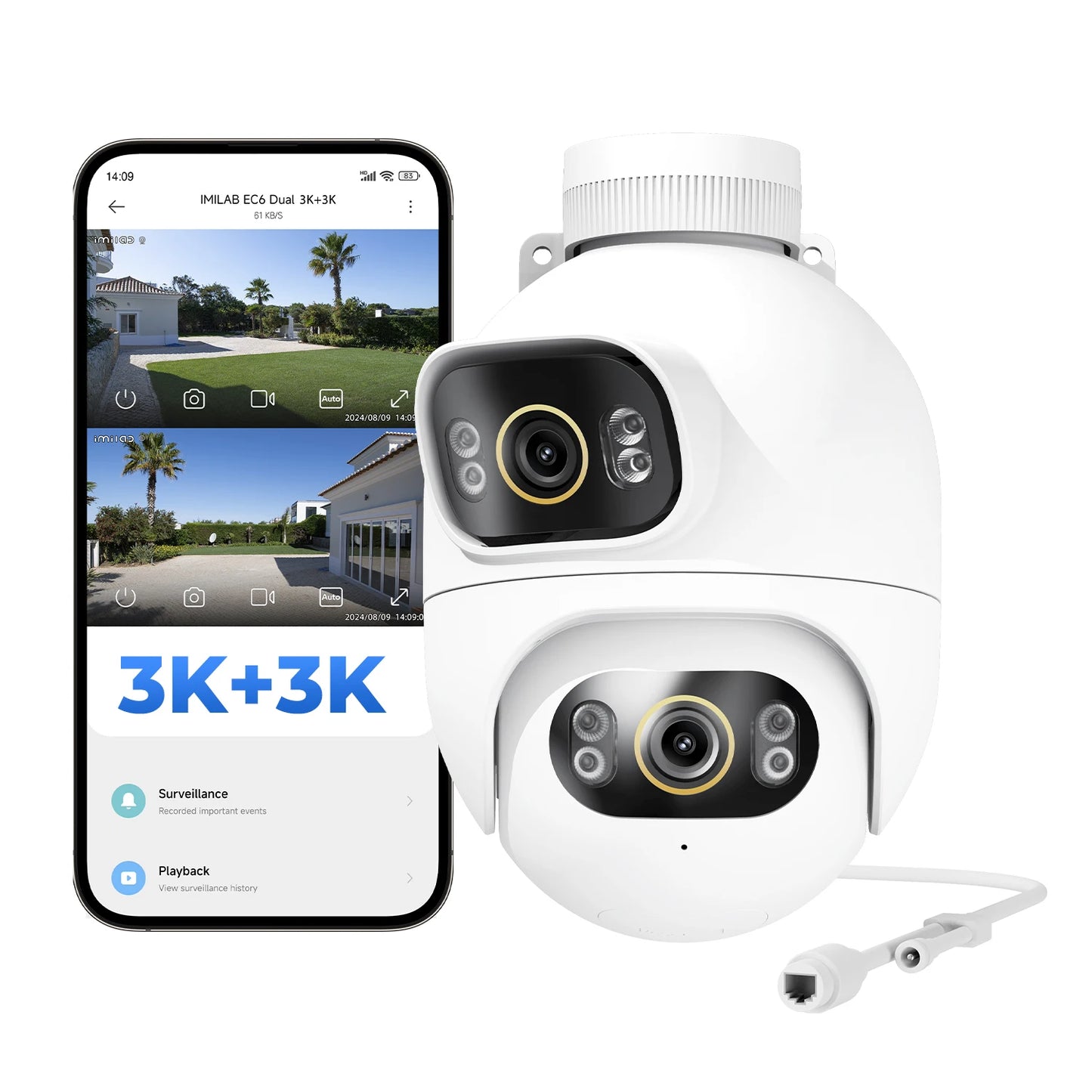 Imilab Outdoor Surveillance Camera Dual Lens 360 Degree PTZ Camera Colour Night Vision WiFi LAN 24 Hour Work EC6 Dual With MiHome App