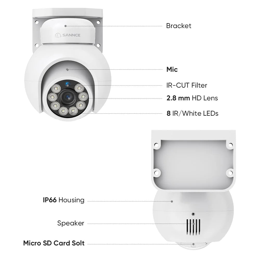 Sannce 4K POE Camera H265 Human Detection Smart Tracking Full Color ONVIF 8MP IP Security Camera Video Surveillance Protection