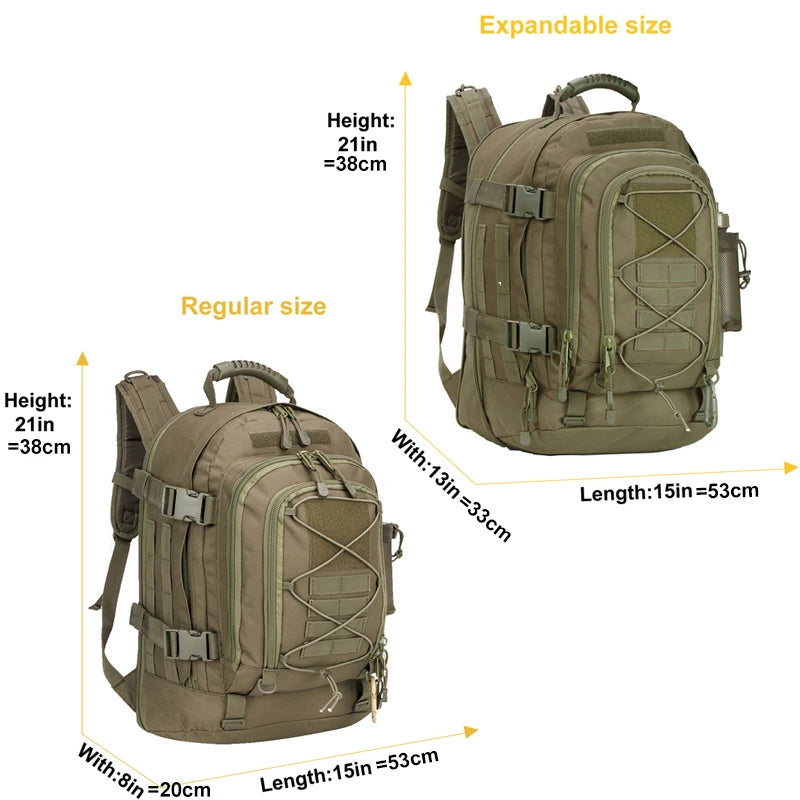 65L Outdoor Tactical Backpack Men's Hiking Bag Large Capacity - Great Outdoors and More 25