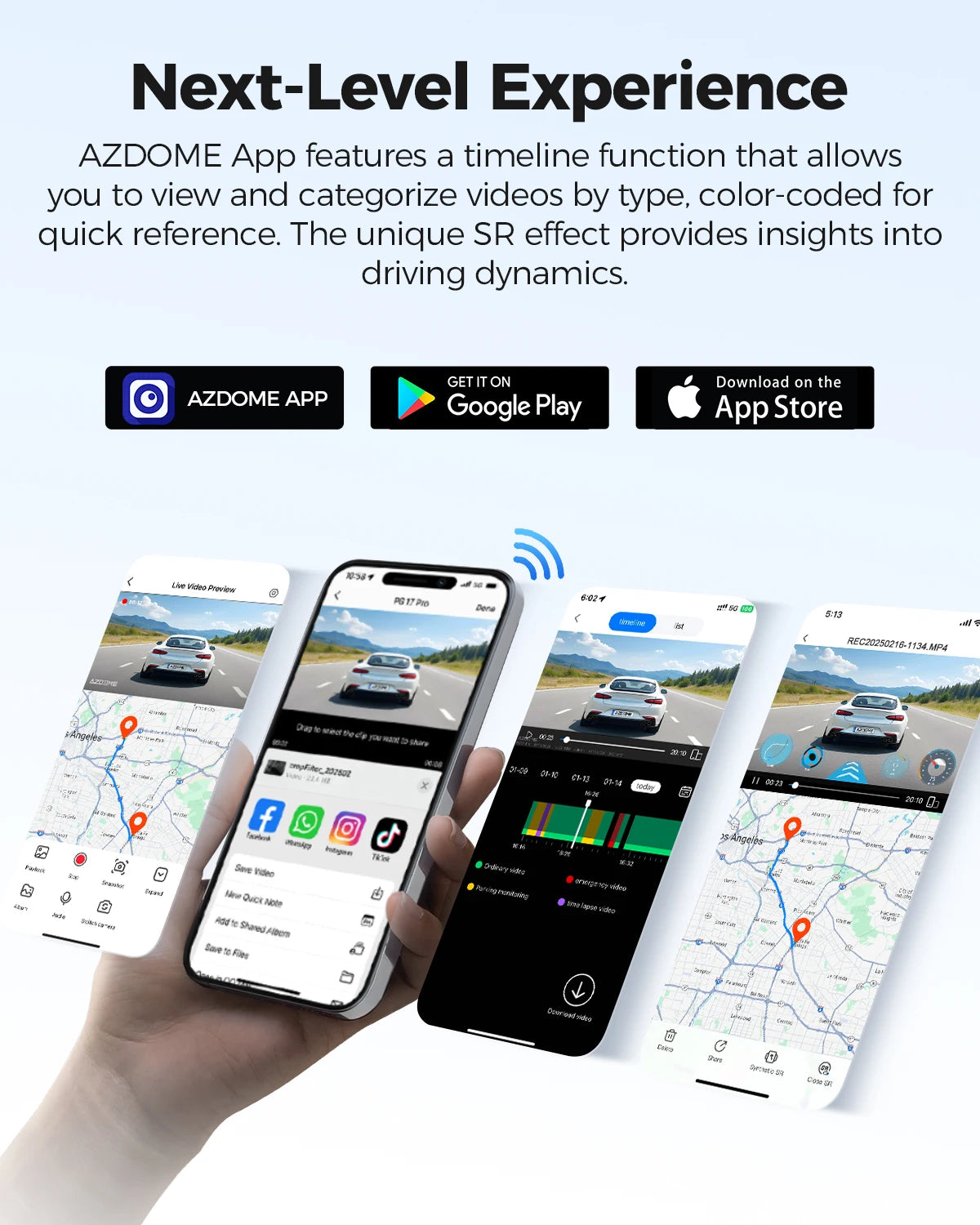 AZDOME 4K Plus 2.5K Dash Cam PG17 Pro Dual HDR Rear View Mirror Camera SONY STARVIS2 Sensor 5G WiFi OTA Upgrade Timeline Playback