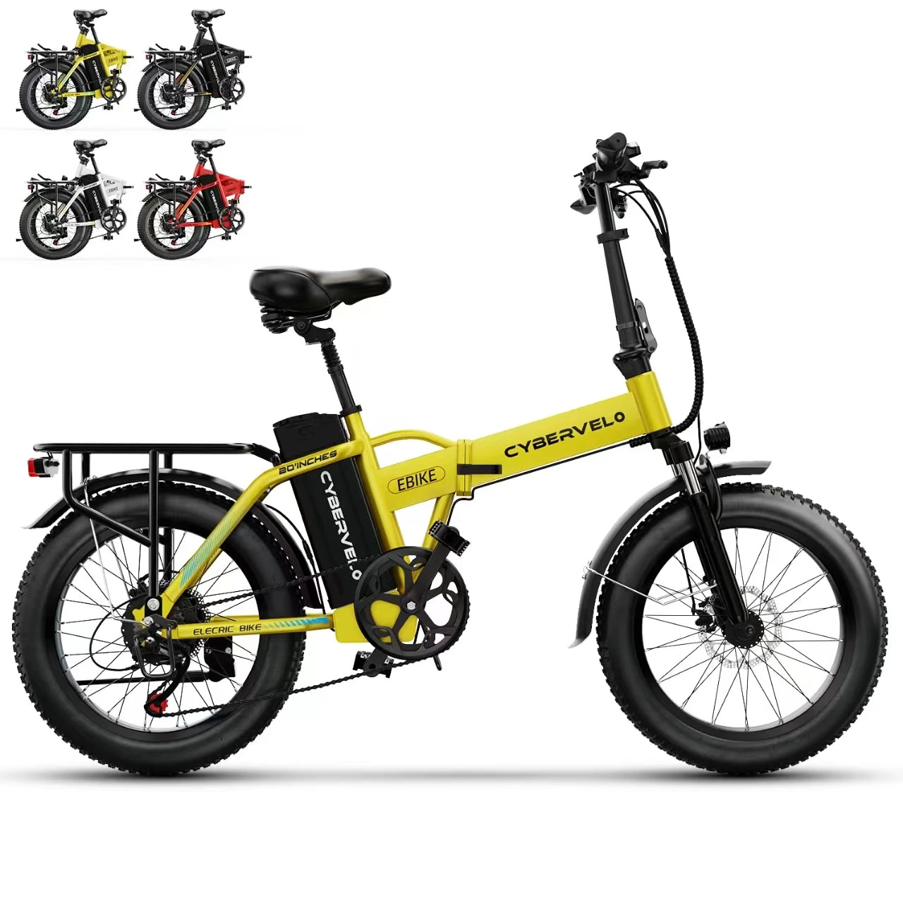 1000W Folding Electric Bike with 48V 20AH Large Removable Battery 30 MPH Top Speed and 80 Miles Max Range 20 Inch Fat Tire E Bike