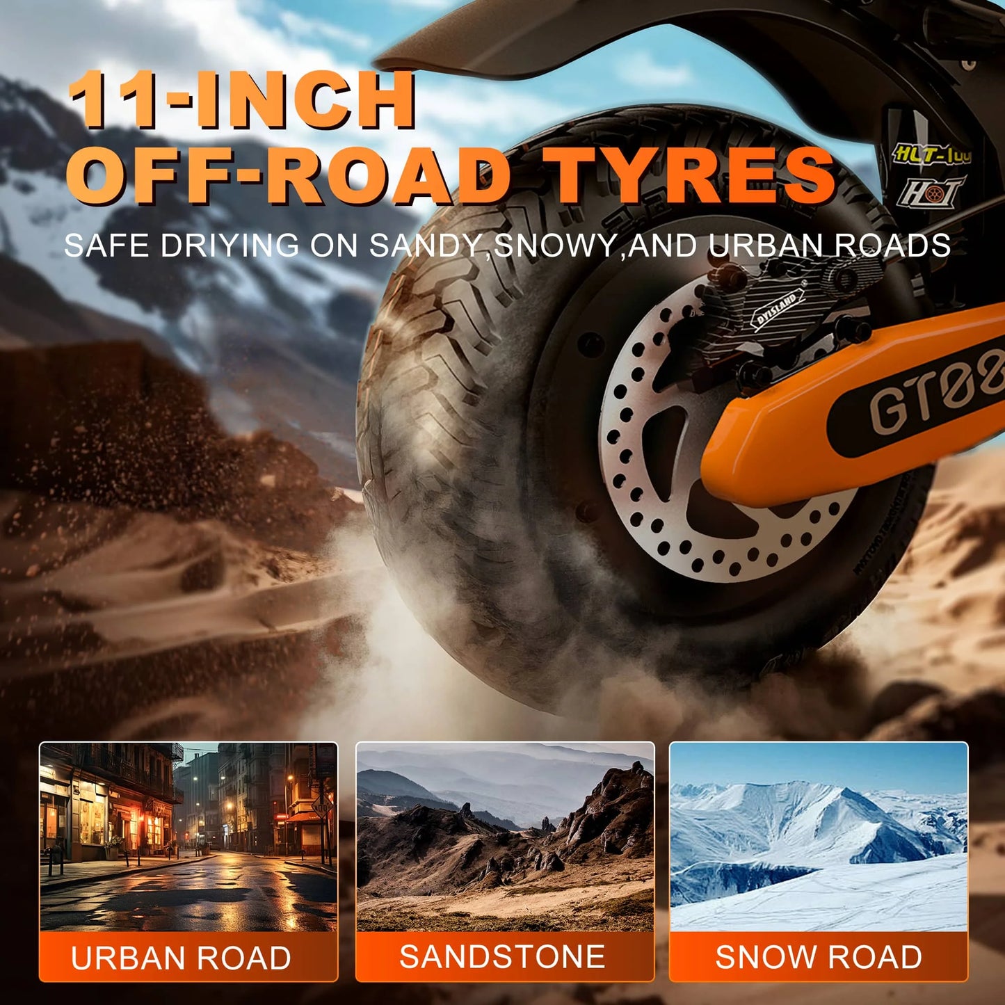 GT08 Electric Scooter 5600W Dual Motor 60V 27AH Off Road Vacuum Tires 46MPH 46 Miles Range 330LBS Load 45 Degree Climbing