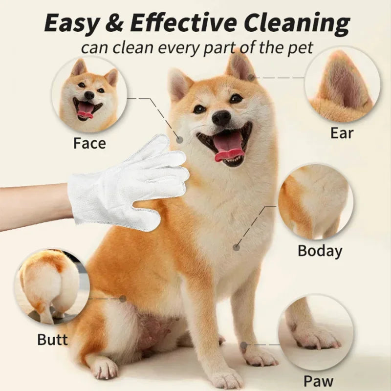 1/2Pack Disposable Pet Cleaning Gloves Wash Free SPA Bath Supplies