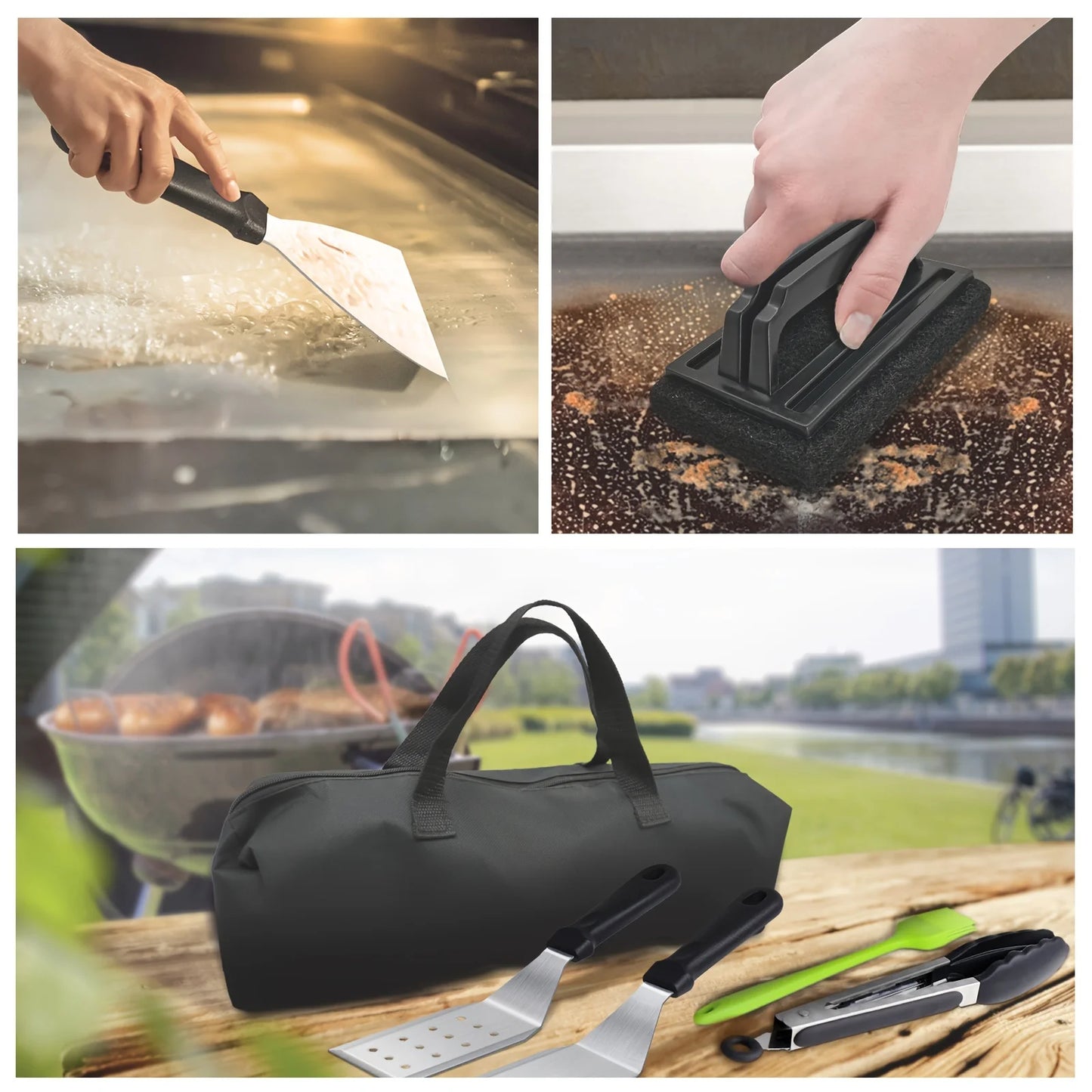 15-Piece Flat Top Grill Tool Set for Blackstone and Camping