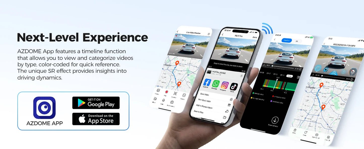AZDOME 4K Plus 2.5K Dash Cam PG17 Pro Dual HDR Rear View Mirror Camera SONY STARVIS2 Sensor 5G WiFi OTA Upgrade Timeline Playback