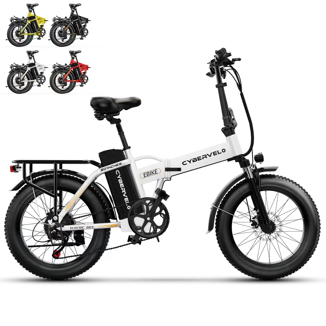 1000W Folding Electric Bike with 48V 20AH Large Removable Battery 30 MPH Top Speed and 80 Miles Max Range 20 Inch Fat Tire E Bike