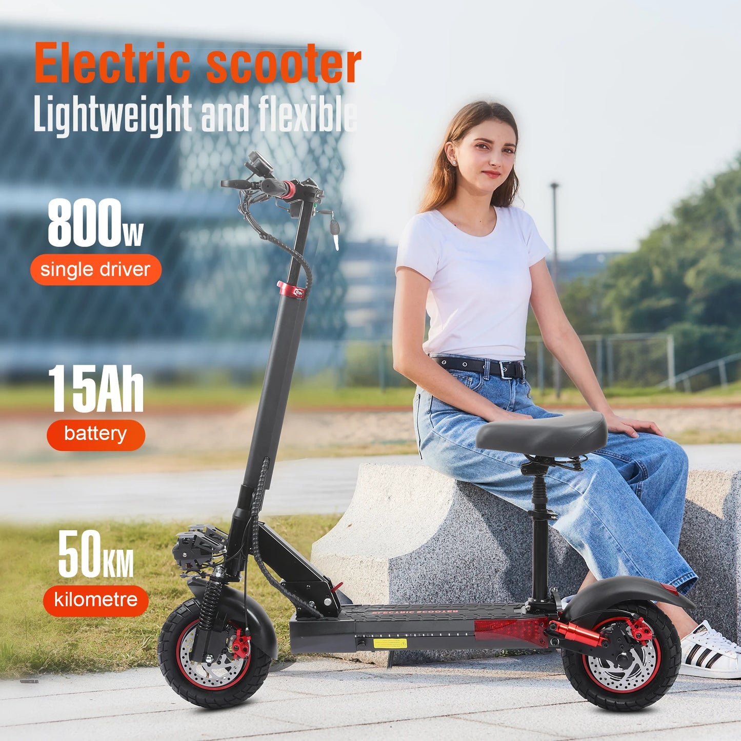 E Scooter J01 Aluminum Alloy Folding Off Road Inflatable Tires 800 W 48V Double Disc Brake IPX5