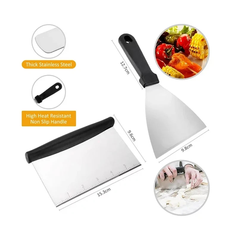 15-Piece Flat Top Grill Tool Set for Blackstone and Camping