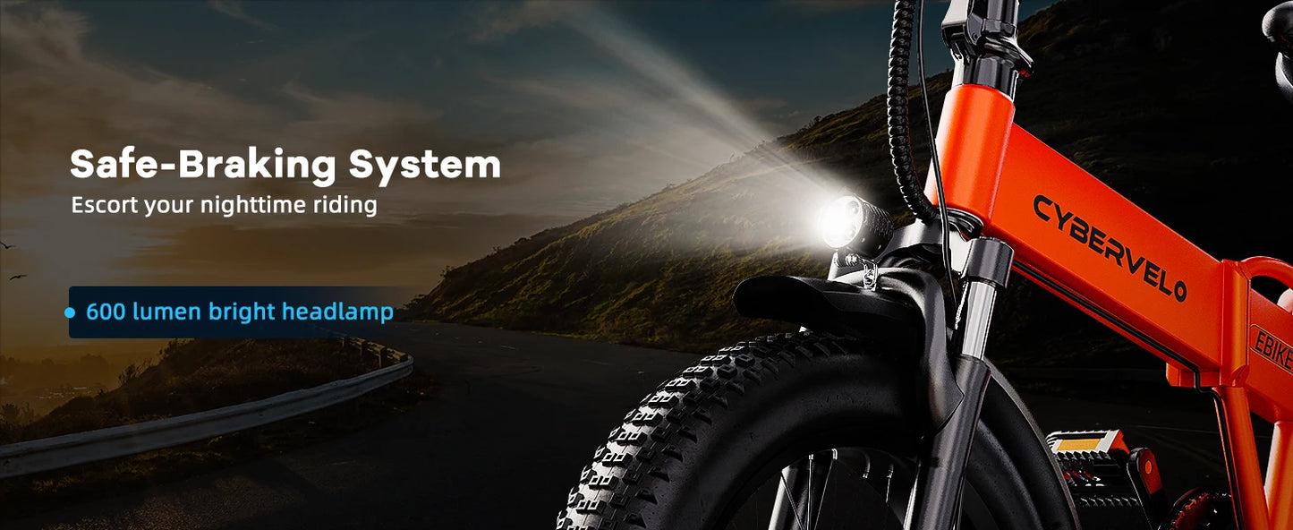 1000W Folding Electric Bike with 48V 20AH Large Removable Battery 30 MPH Top Speed and 80 Miles Max Range 20 Inch Fat Tire E Bike
