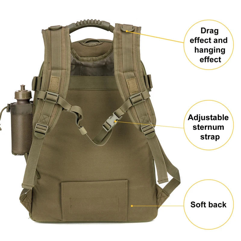65L Outdoor Tactical Backpack Men's Hiking Bag Large Capacity - Great Outdoors and More 25