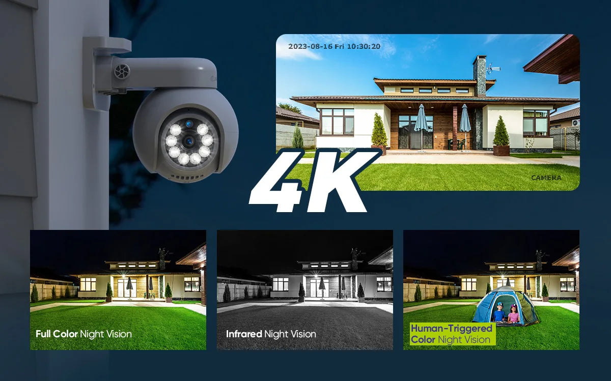 Sannce 4K POE Camera H265 Human Detection Smart Tracking Full Color ONVIF 8MP IP Security Camera Video Surveillance Protection