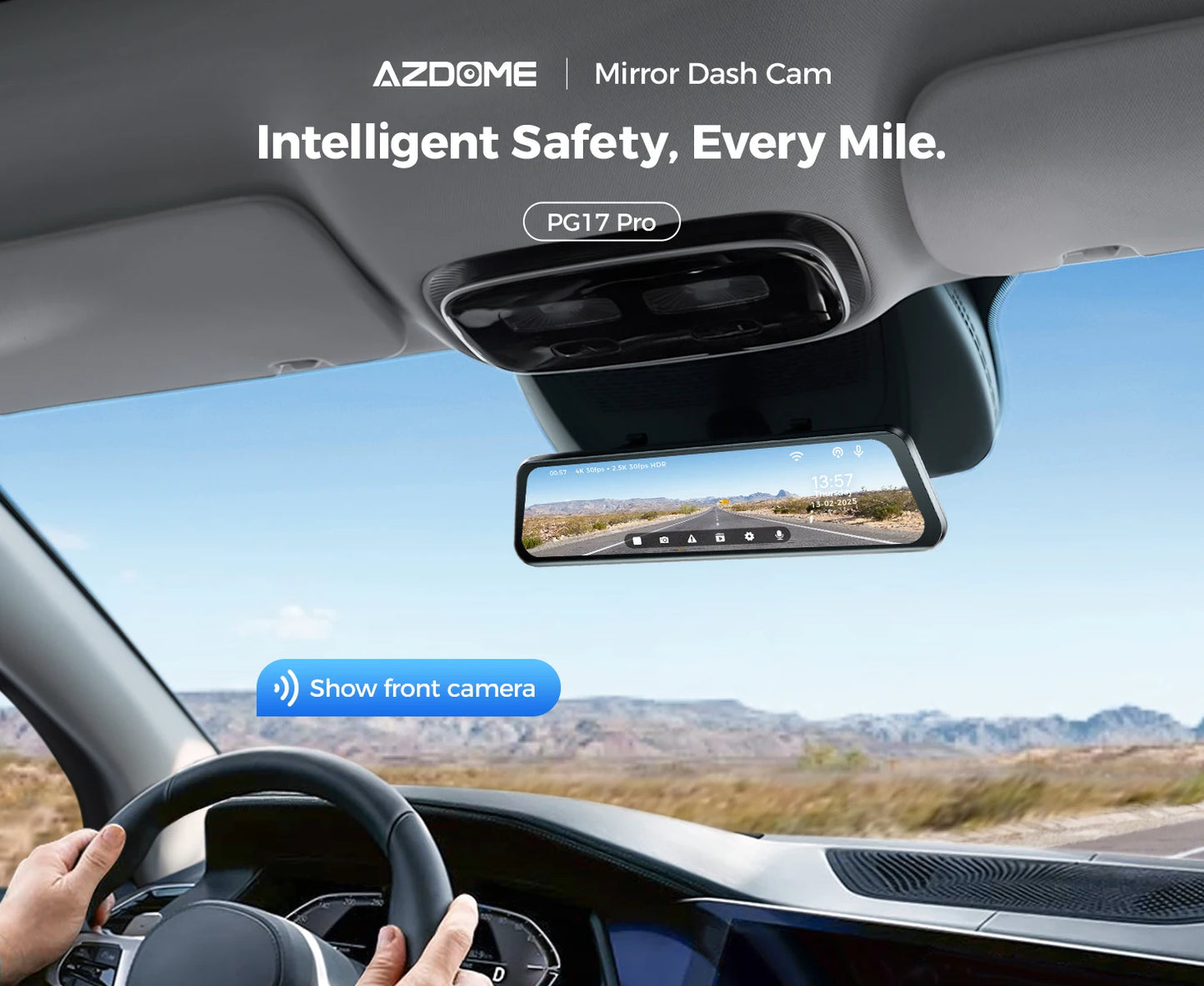 AZDOME 4K Plus 2.5K Dash Cam PG17 Pro Dual HDR Rear View Mirror Camera SONY STARVIS2 Sensor 5G WiFi OTA Upgrade Timeline Playback
