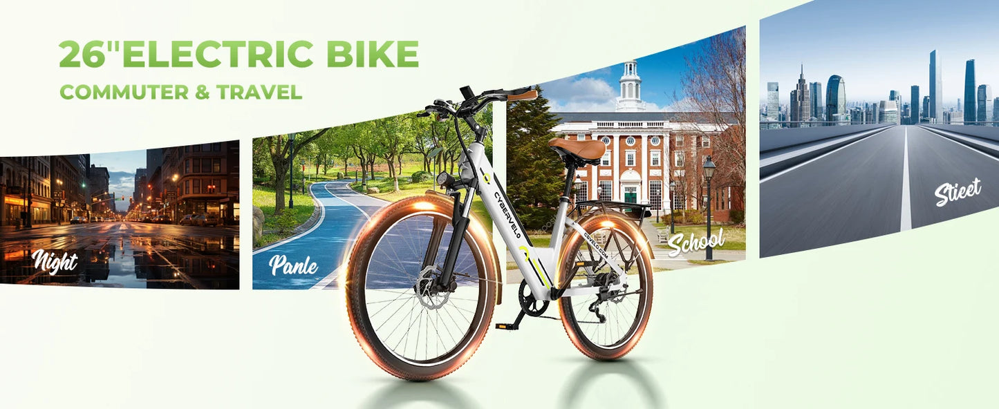 1000 Peak Electric Bike for Adults 80 Miles Removable Battery 26 Inch Electric E Bike with 7 Speed Adult Electric Bicycles