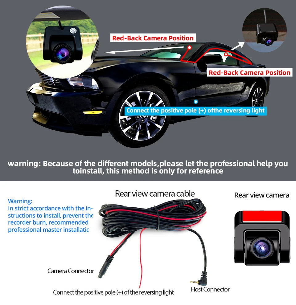 E-ACE 4K Dash Cam for Cars Dual Lens Camera DVR Video Recorder Auto Night Vision Black Box GPS Wi-Fi 24 Hour Parking Mode