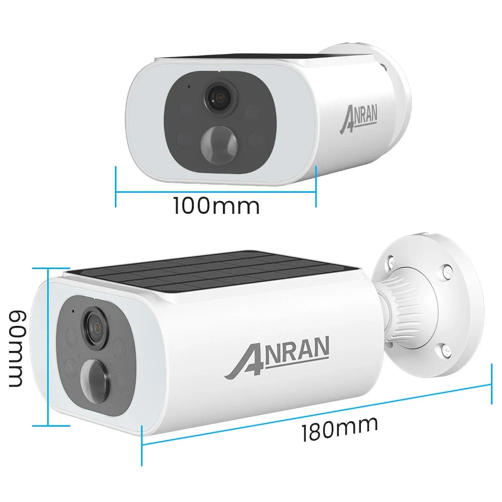ANRAN Outdoor Wireless WiFi Camera 2.4G 3MP Battery Solar Security Camera with Floodlight Color Night Vision and Local Alarm