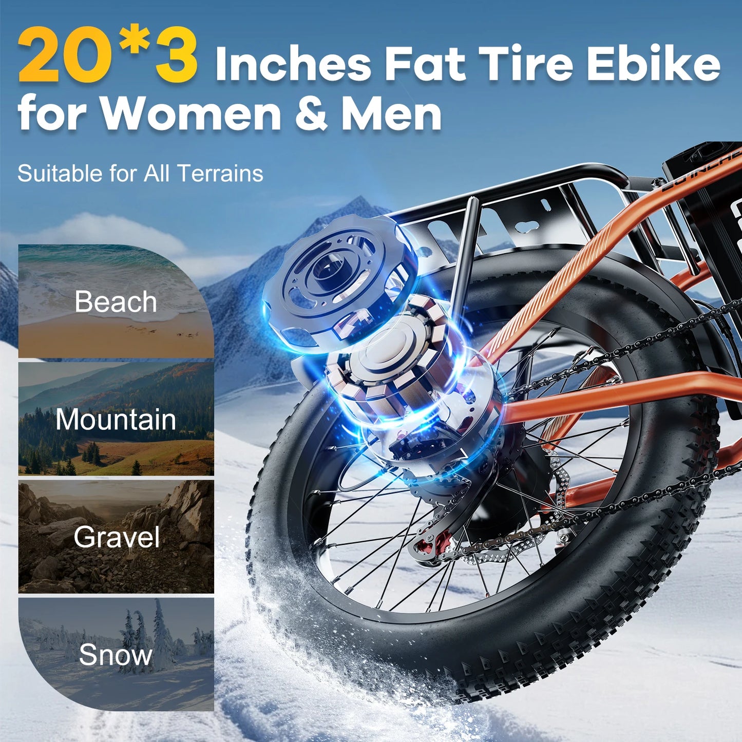 1000W Folding Electric Bike with 48V 20AH Large Removable Battery 30 MPH Top Speed and 80 Miles Max Range 20 Inch Fat Tire E Bike