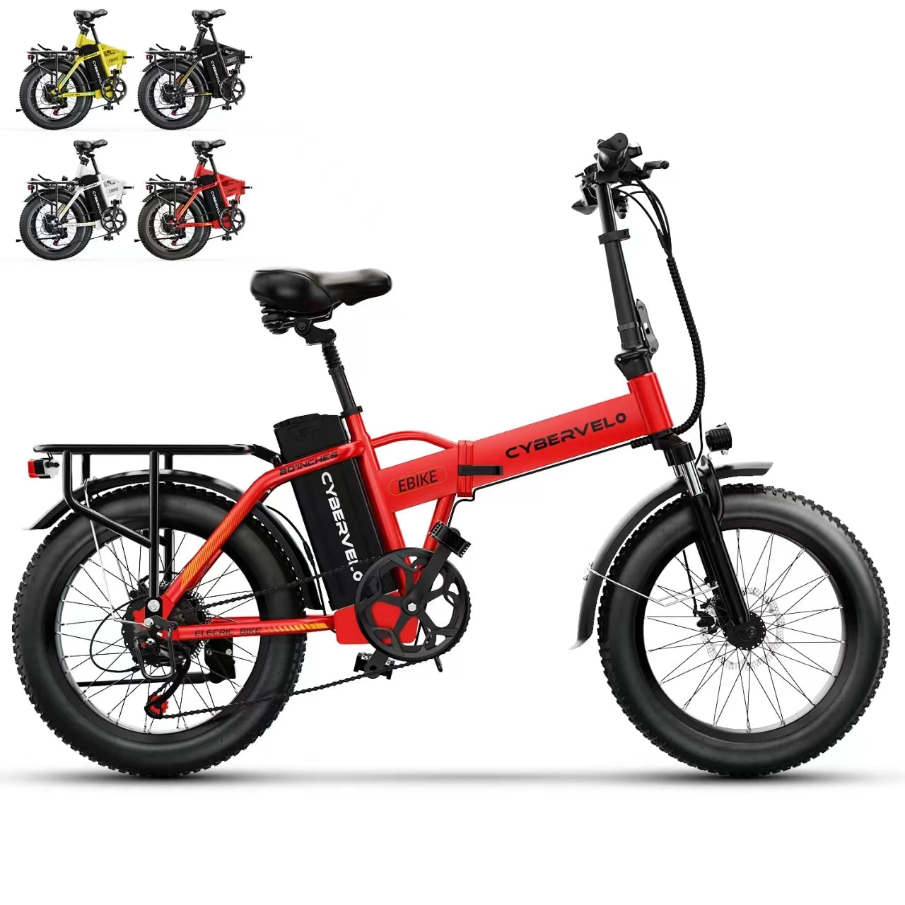 1000W Folding Electric Bike with 48V 20AH Large Removable Battery 30 MPH Top Speed and 80 Miles Max Range 20 Inch Fat Tire E Bike