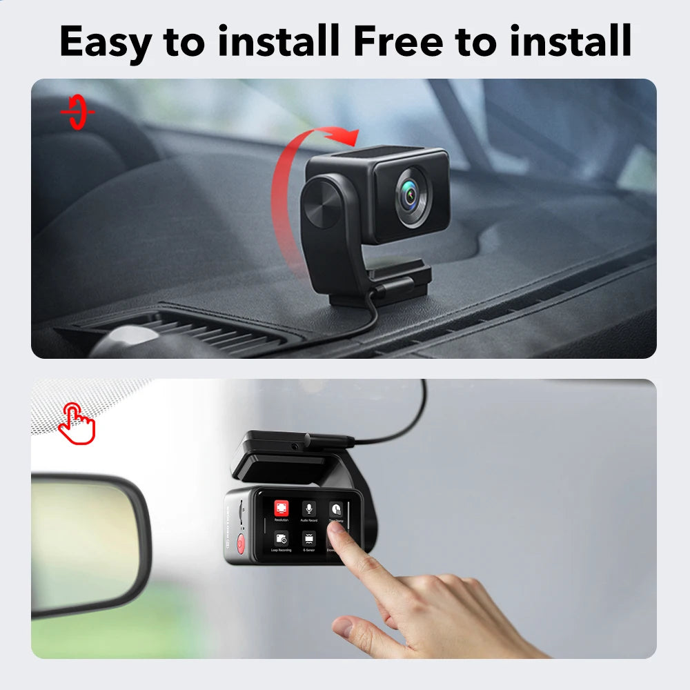 Redtiger A4 Dash Camera Front and Rear 4K Dash Cam Drive Recorder with WiFi GPS for 24 Hour Parking Mode Black Box for Car
