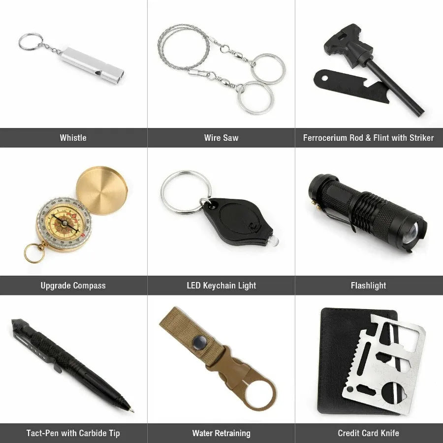 14 in 1 Outdoor Emergency Survival Gear Kit Tactical Tools