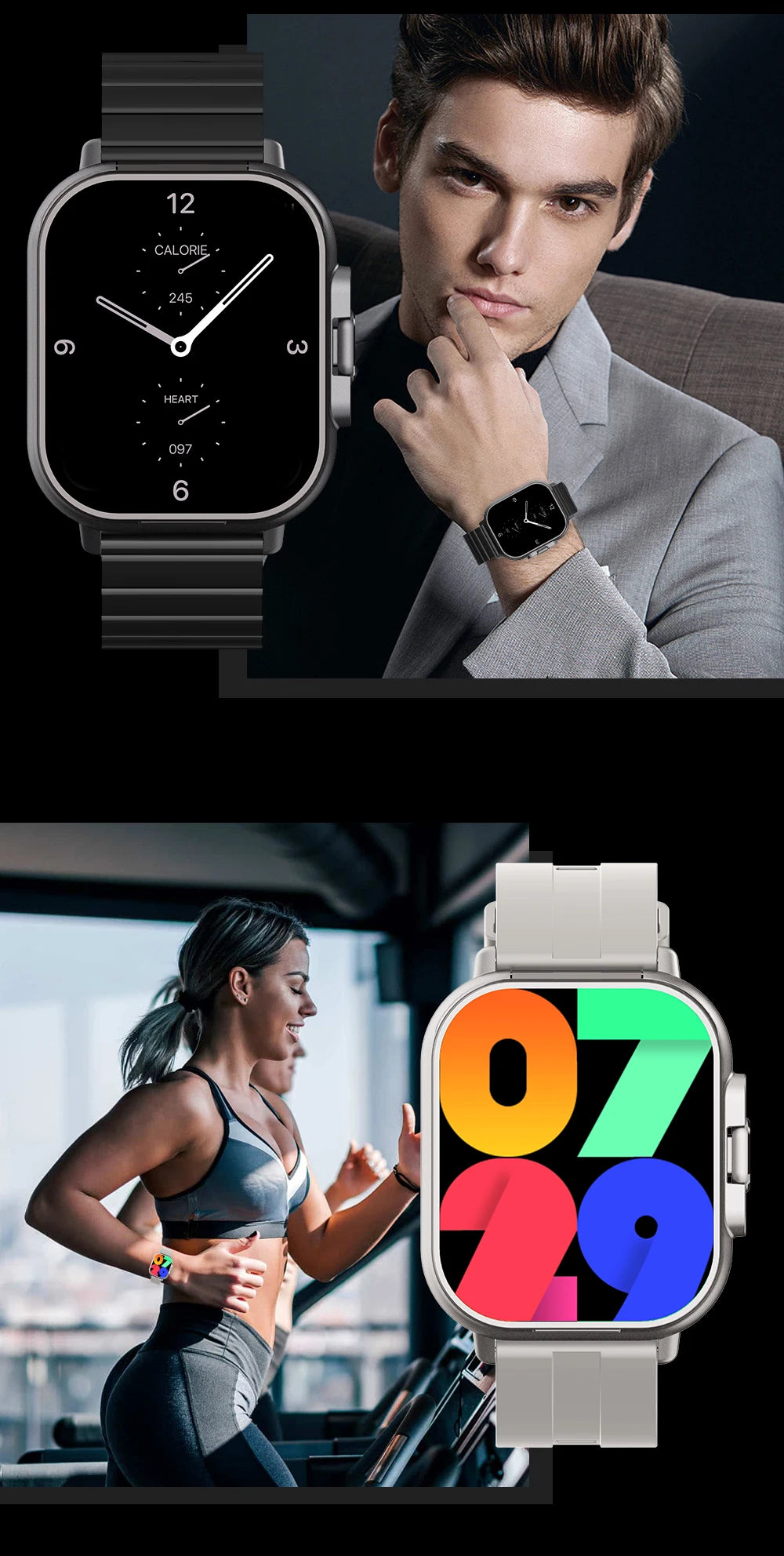 2 in 1 Built-in Smartwatch with Earphone Multi-Sport NFC Call Smart Watch with Earbuds Headphone for iPhone Android Smartphone