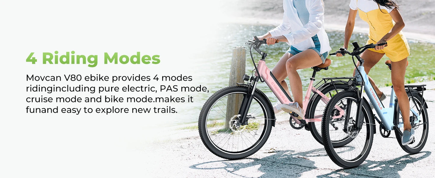 1000 Peak Electric Bike for Adults 80 Miles Removable Battery 26 Inch Electric E Bike with 7 Speed Adult Electric Bicycles