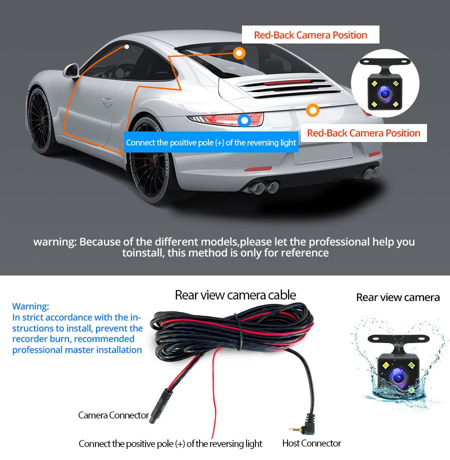 E-ACE Dash Cam 4.3 Inches Car DVR Rearview Mirror Driving Recorder Dual Lens Front and Rear Camera Video Recorder Black Box