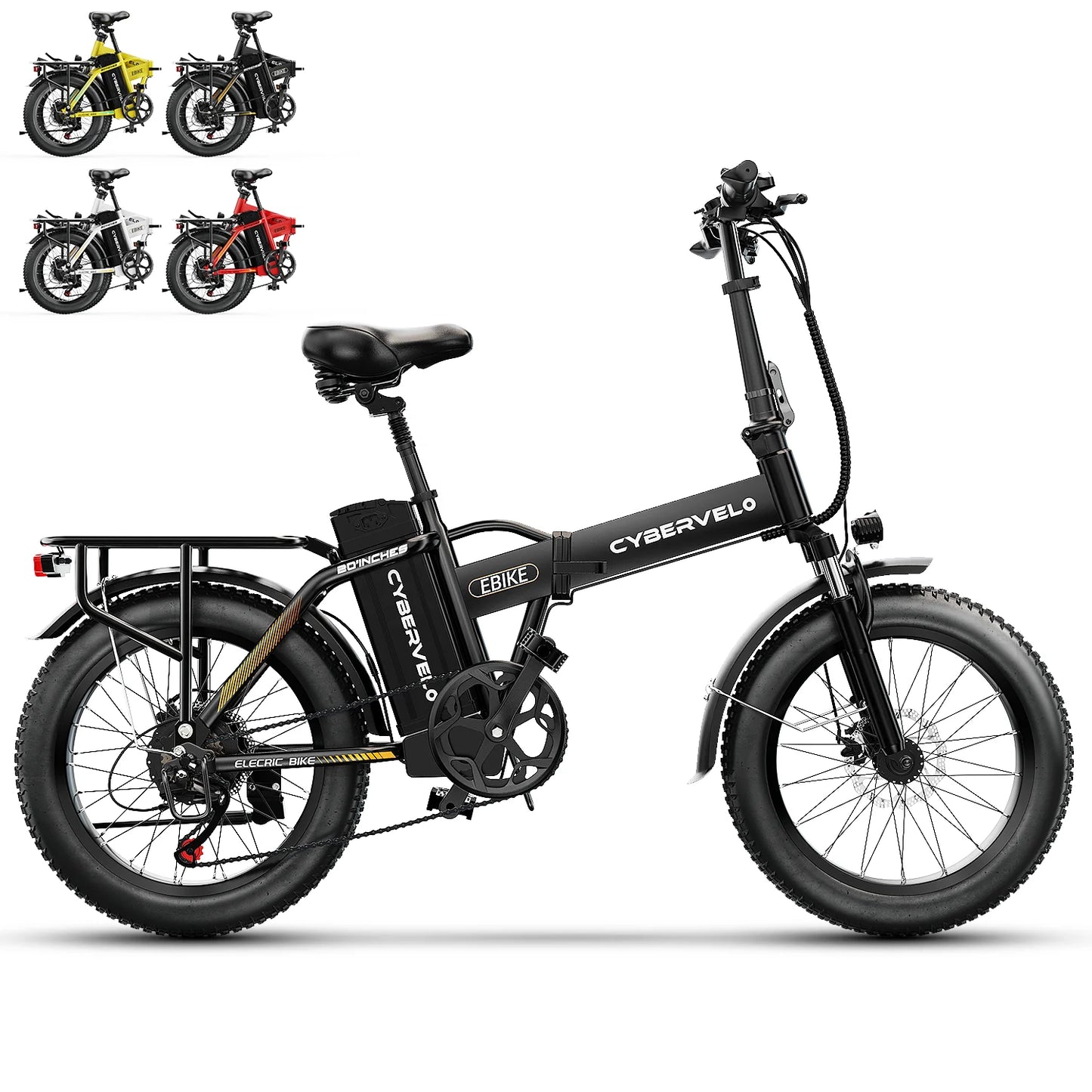 1000W Folding Electric Bike with 48V 20AH Large Removable Battery 30 MPH Top Speed and 80 Miles Max Range 20 Inch Fat Tire E Bike