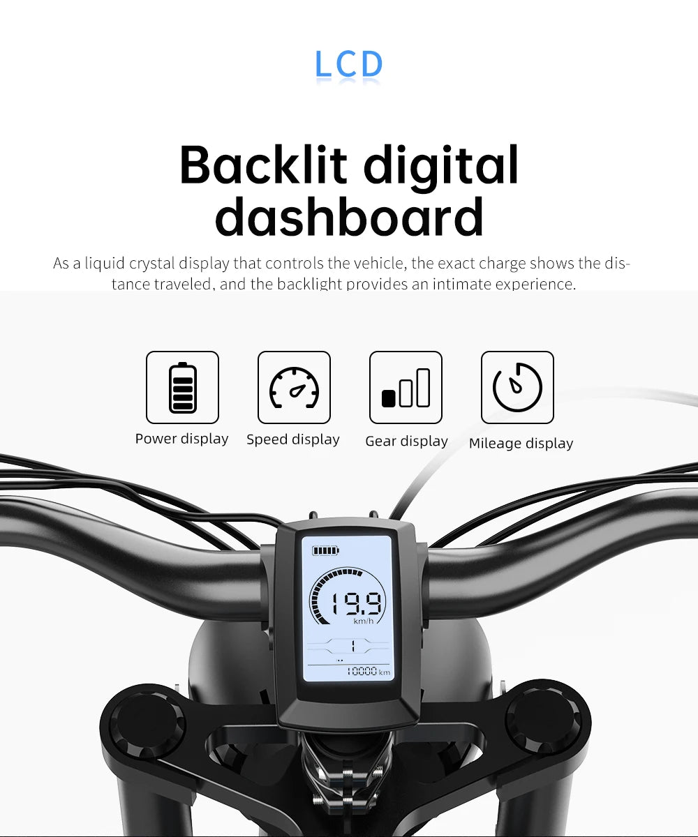 EKX T1 Electric Bike 20 Inch Fat Tires 1000W Motor 48V Battery