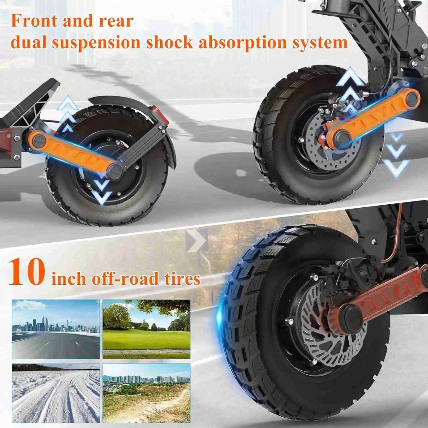 Joyor S10-S-Z 10 Inch Off Road Electric Scooter 2x1000W Dual Motors 60V 18Ah Battery
