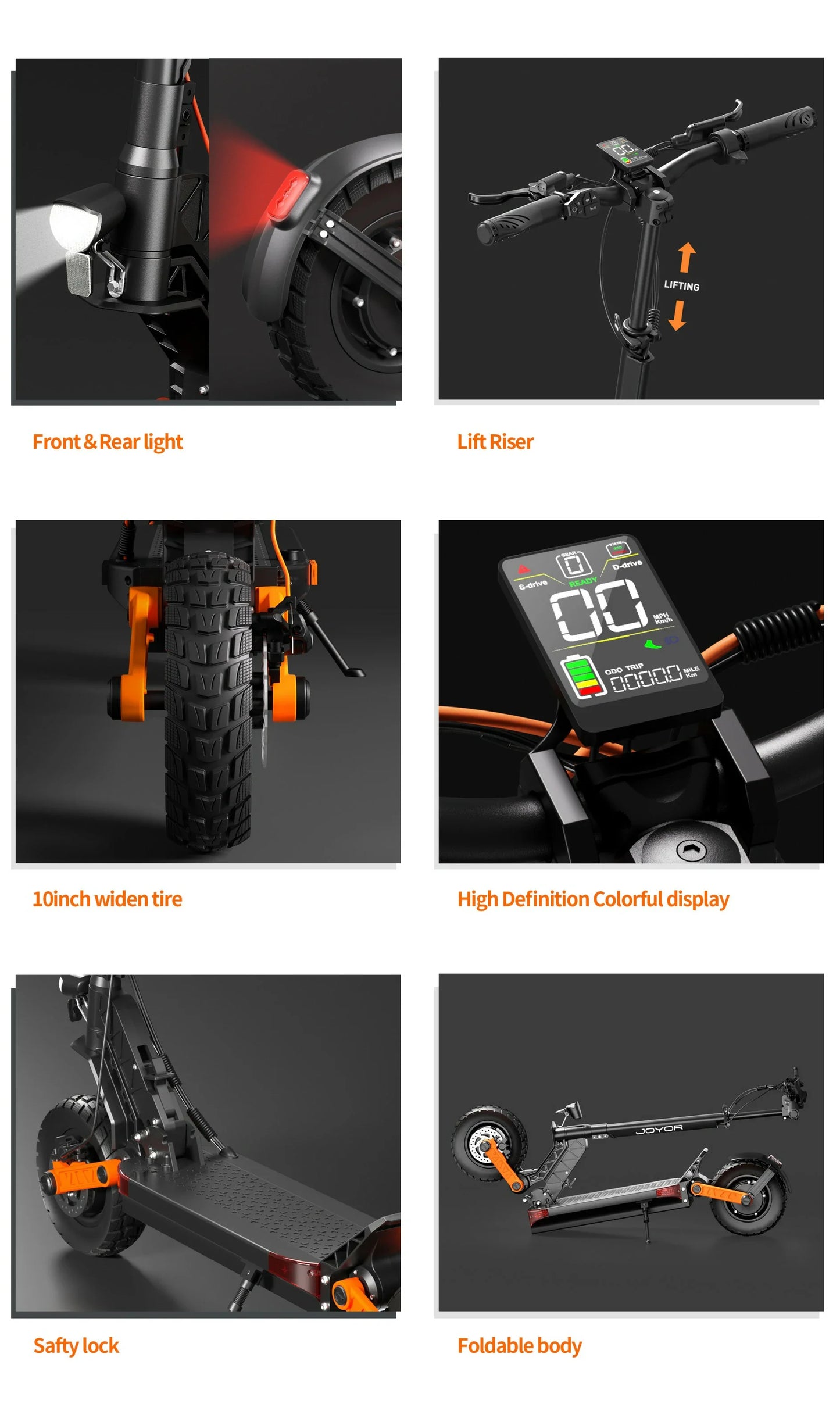 Joyor S10-S-Z 10 Inch Off Road Electric Scooter 2x1000W Dual Motors 60V 18Ah Battery