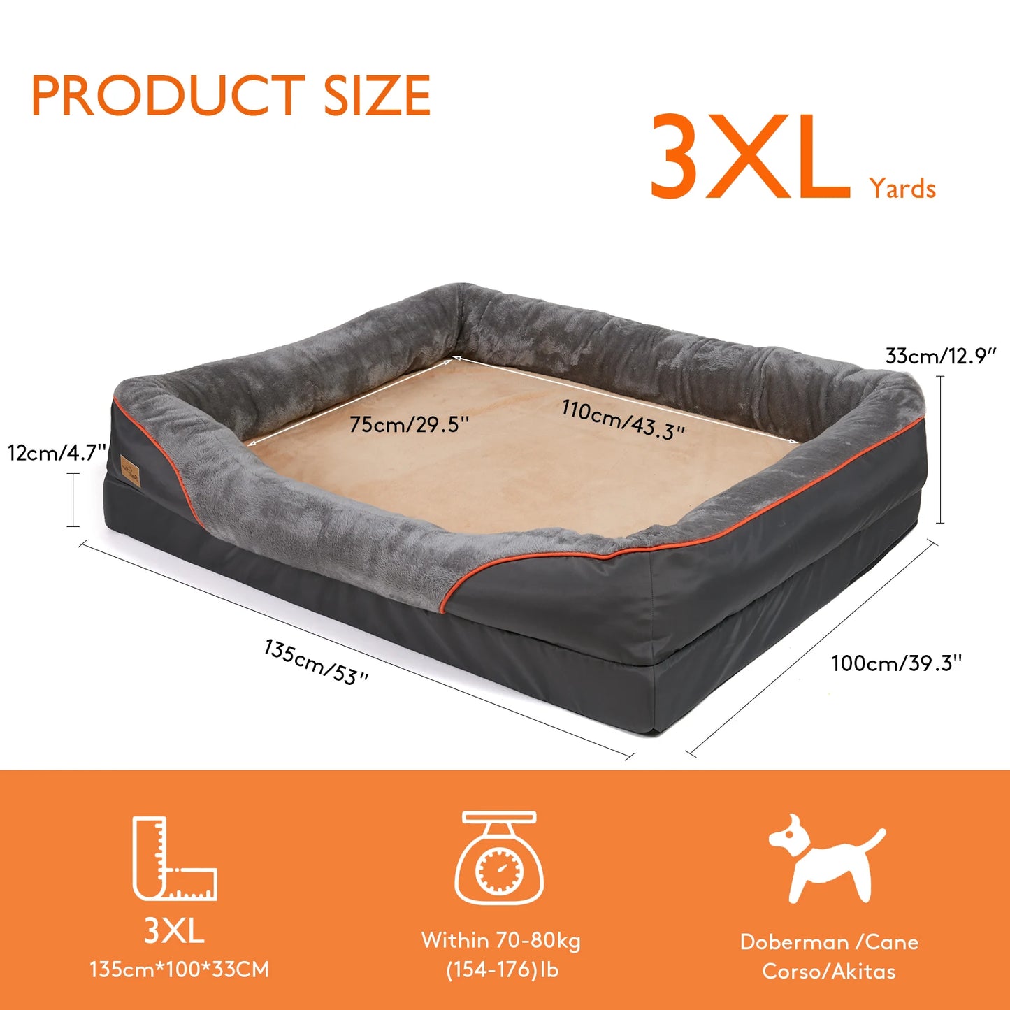 Large Dog Bed Soft Comfortable Anti Allergy Warm Fleece Removable Washable Cover Pet Bed Waterproof - Great Outdoors and More 25