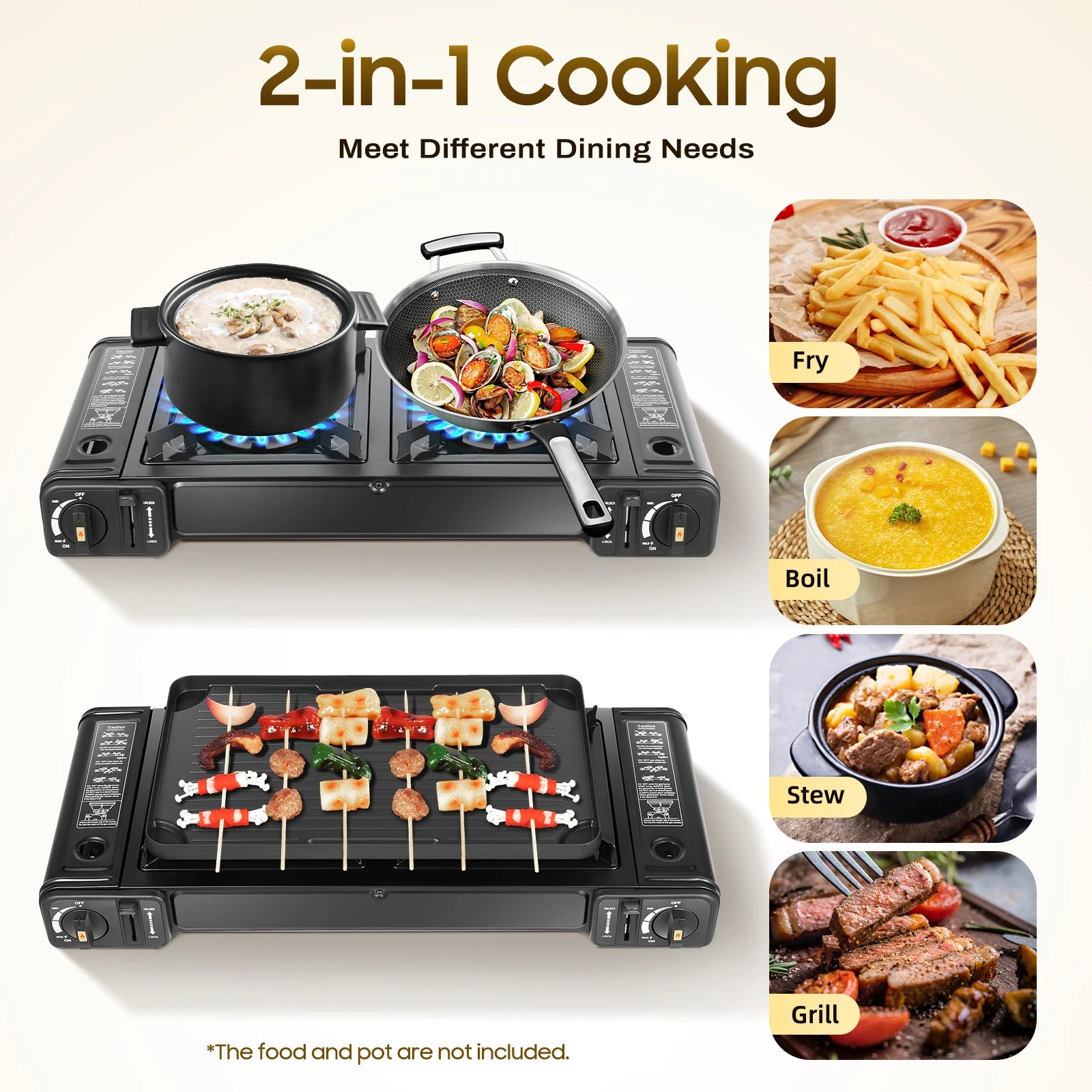 Portable Camping Stove With Grill Two Burners Non Stick - Great Outdoors and More 25