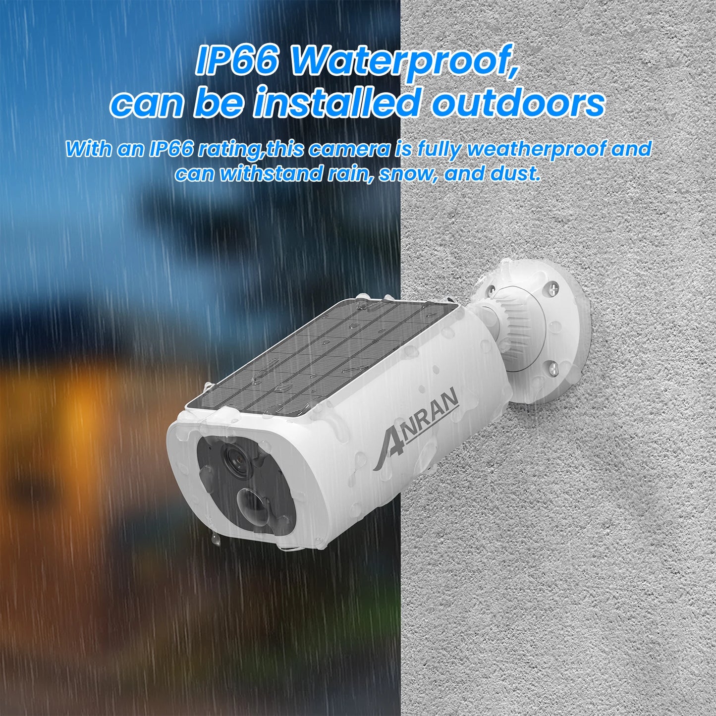 ANRAN Outdoor Wireless WiFi Camera 2.4G 3MP Battery Solar Security Camera with Floodlight Color Night Vision and Local Alarm