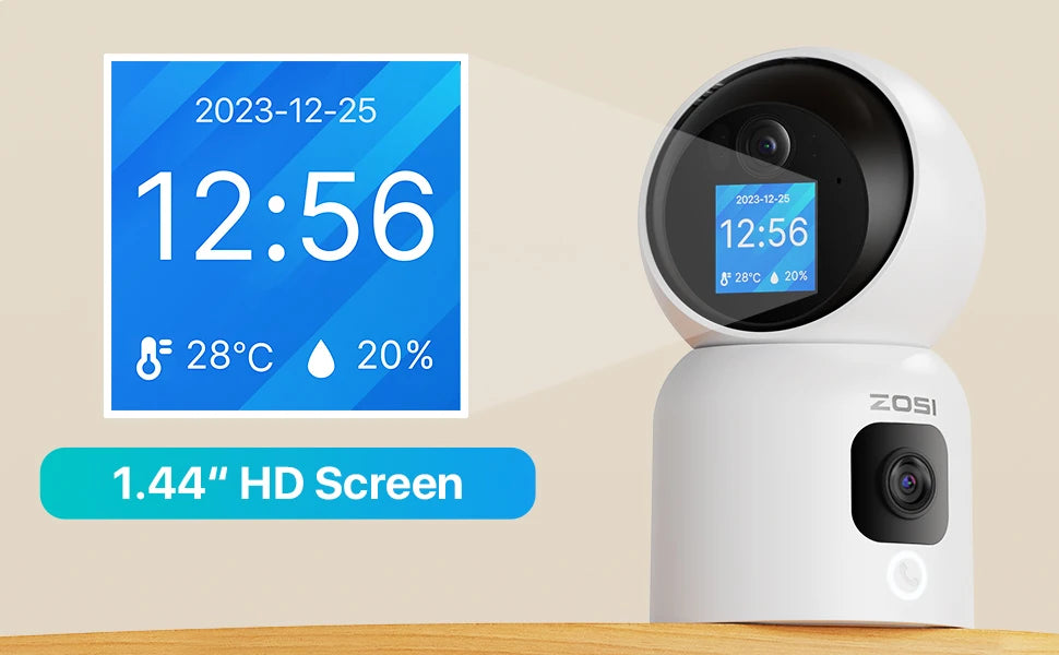 ZOSI 360 Degree Smart Home Security Camera PTZ Auto Tracking Baby Monitor AI Panoramic HD Night Vision Indoor WiFi Surveillance Camera