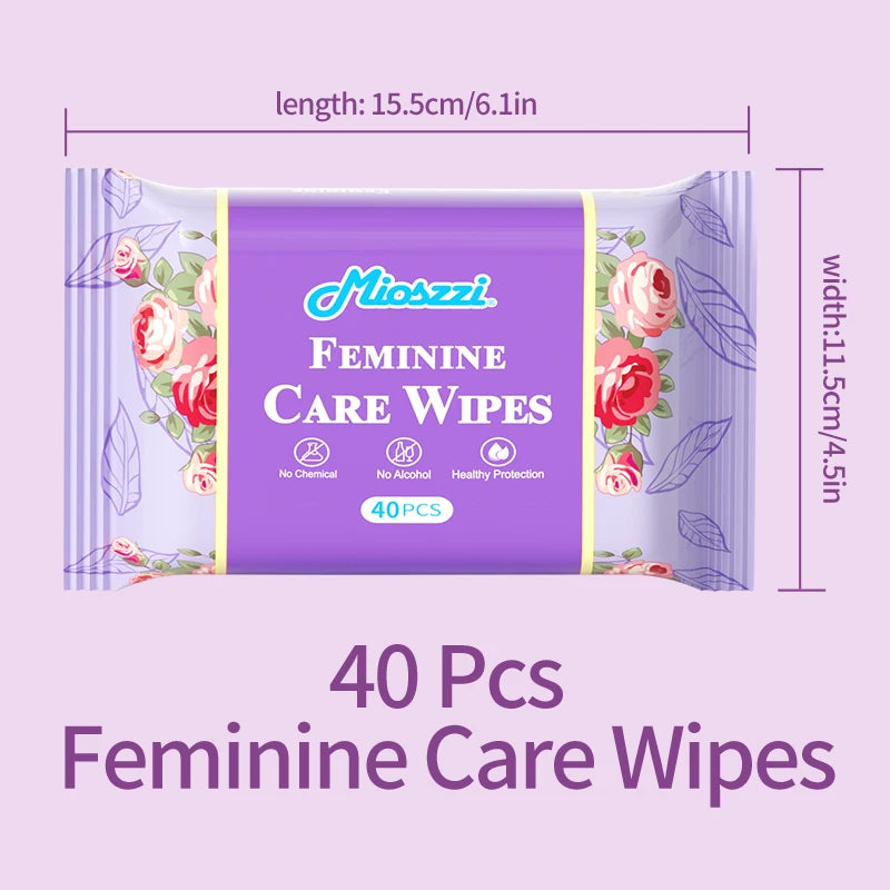 Mioszzi Mint Feminine Cleansing Wet Wipes 40 Pieces Pack Refreshing Portable Odor Removal