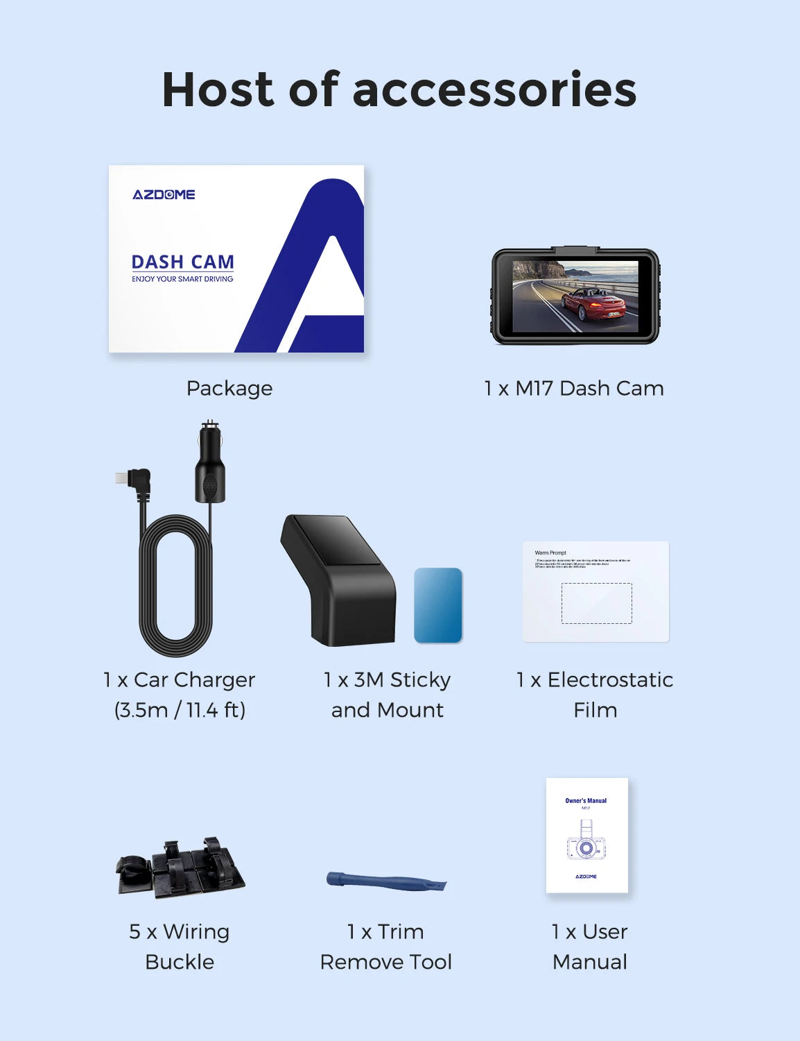 AZDOME Dash Cam M17 1080P Front Cam with ADAS GPS DVR - Great Outdoors and More 25