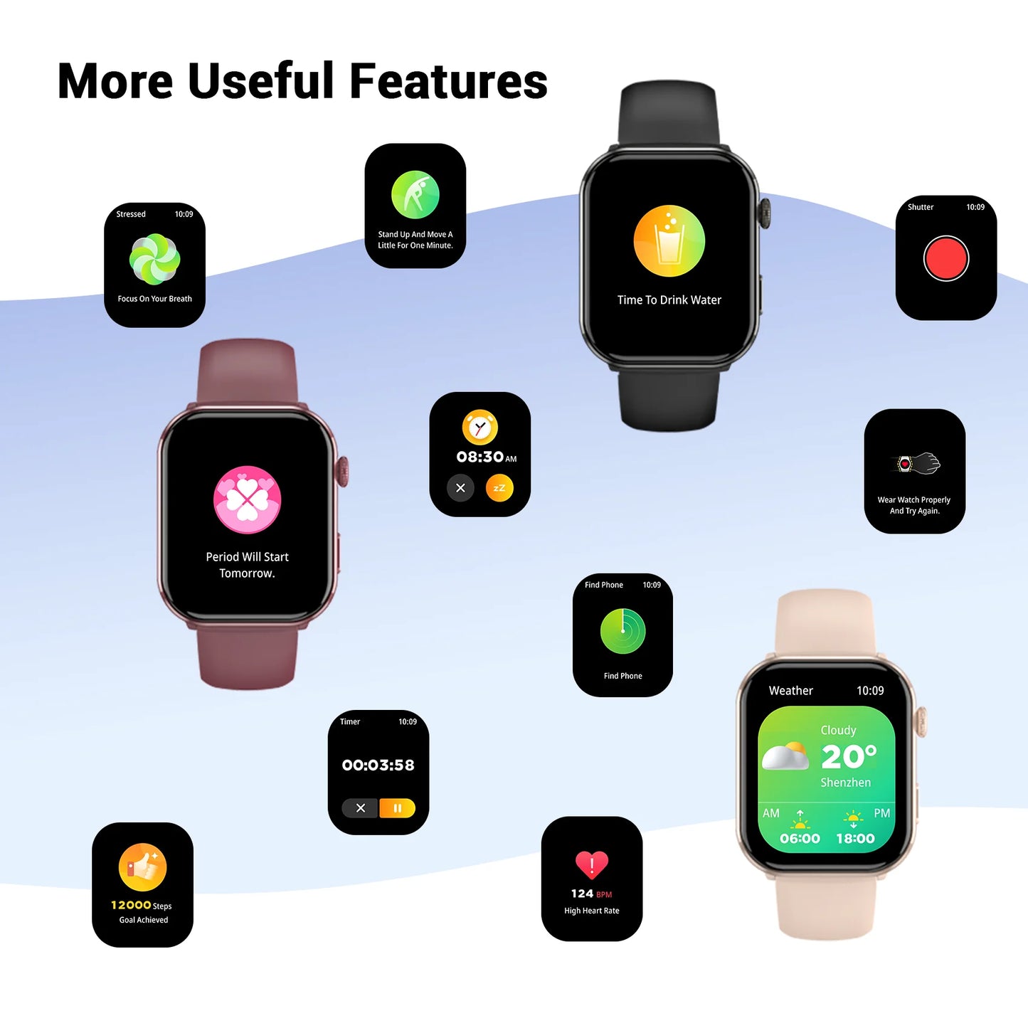 Blackview 2025 New Bluetooth Smartwatch 1.96 Inch AMOLED HD Display Health Monitoring Sport Fitness Watch for Men and Women