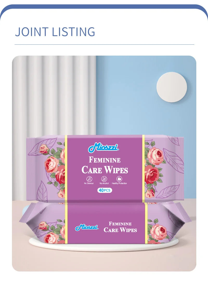 Mioszzi Mint Feminine Cleansing Wet Wipes 40 Pieces Pack Refreshing Portable Odor Removal