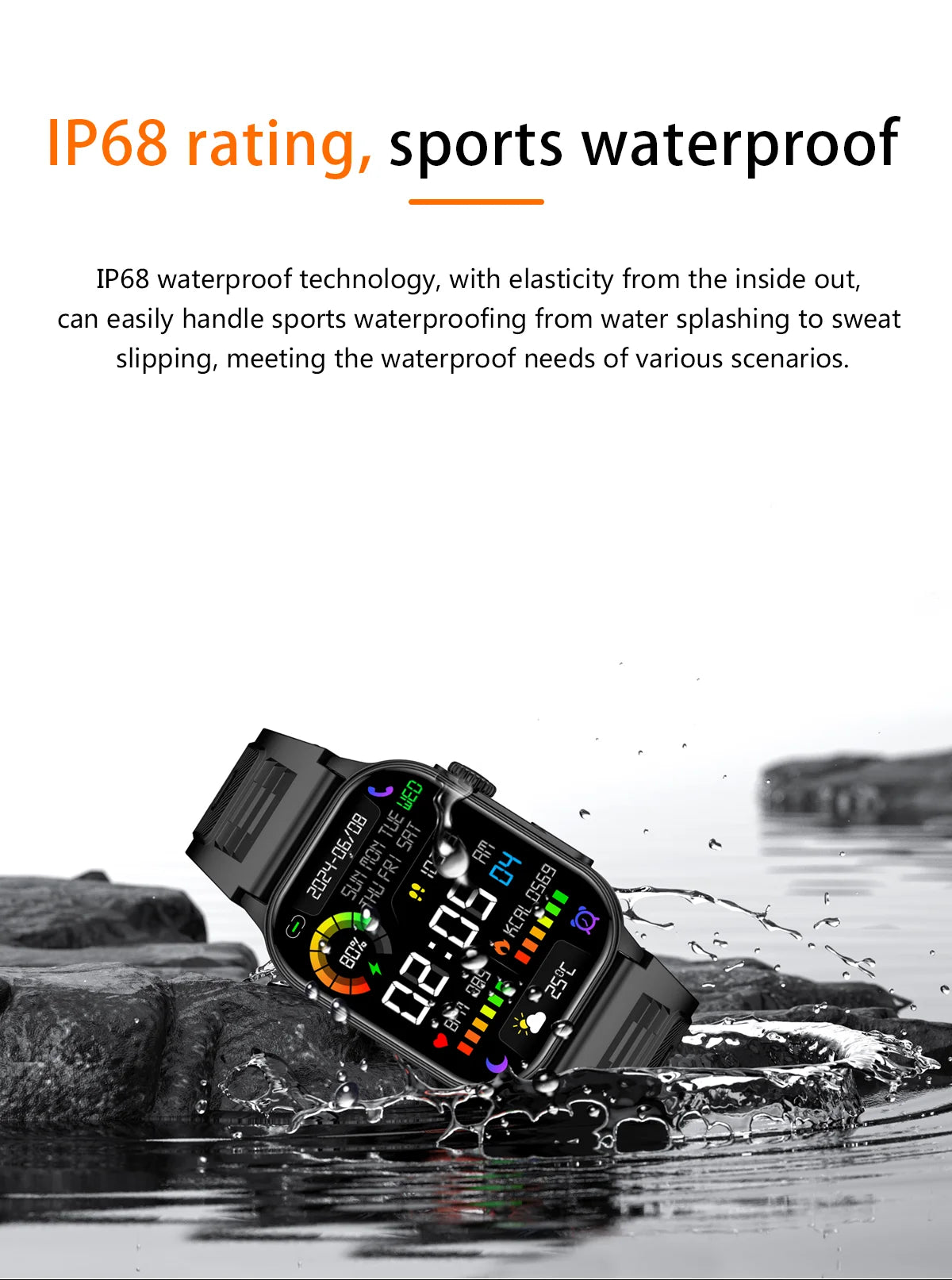 LIGE New Smart Watch LED Flashlight Military Sport Watches 2.01 Inch Screen Waterproof Men - Great Outdoors and More 25