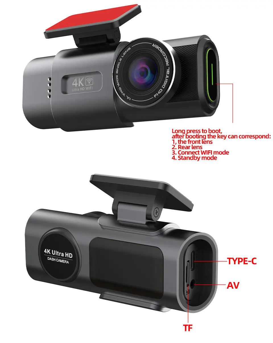 E-ACE 4K Dash Cam for Cars Dual Lens Camera DVR Video Recorder Auto Night Vision Black Box GPS Wi-Fi 24 Hour Parking Mode - Great Outdoors and More 25