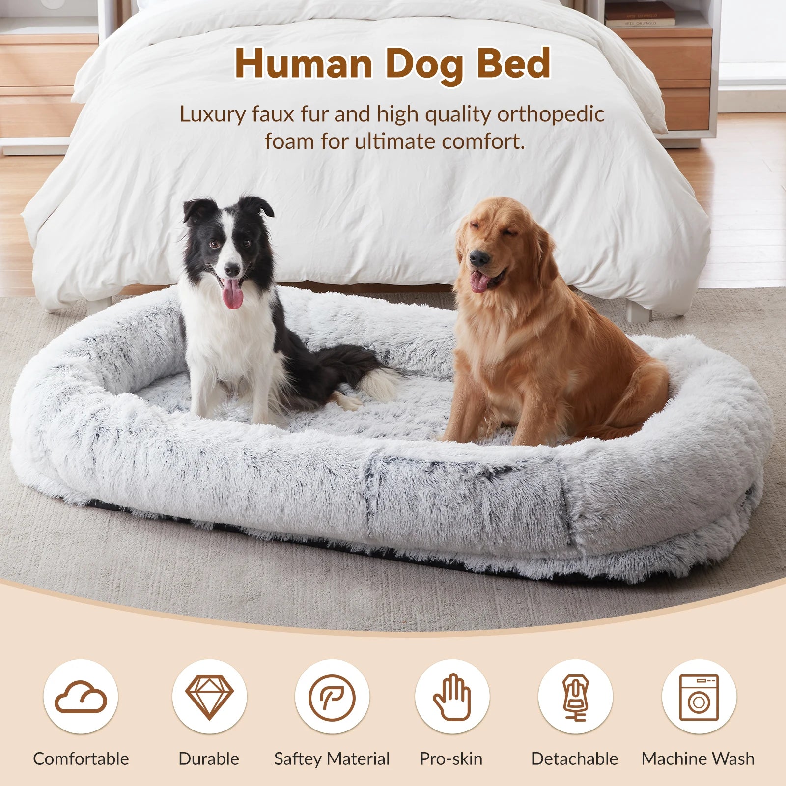 Human Dog Bed, Washable 71''x45''x12'' Orthopedic Bed - Great Outdoors and More 25