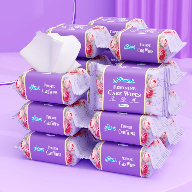 Mioszzi Mint Feminine Cleansing Wet Wipes 40 Pieces Pack Refreshing Portable Odor Removal