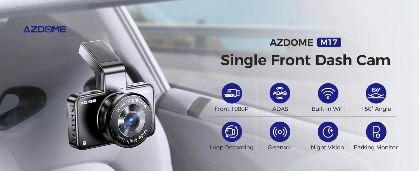 AZDOME Dash Cam M17 1080P Front Cam with ADAS GPS DVR - Great Outdoors and More 25