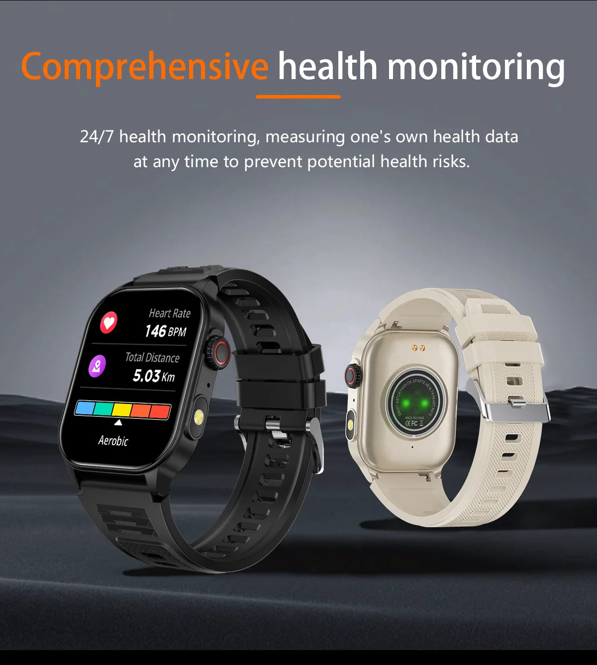 LIGE New Smart Watch LED Flashlight Military Sport Watches 2.01 Inch Screen Waterproof Men - Great Outdoors and More 25