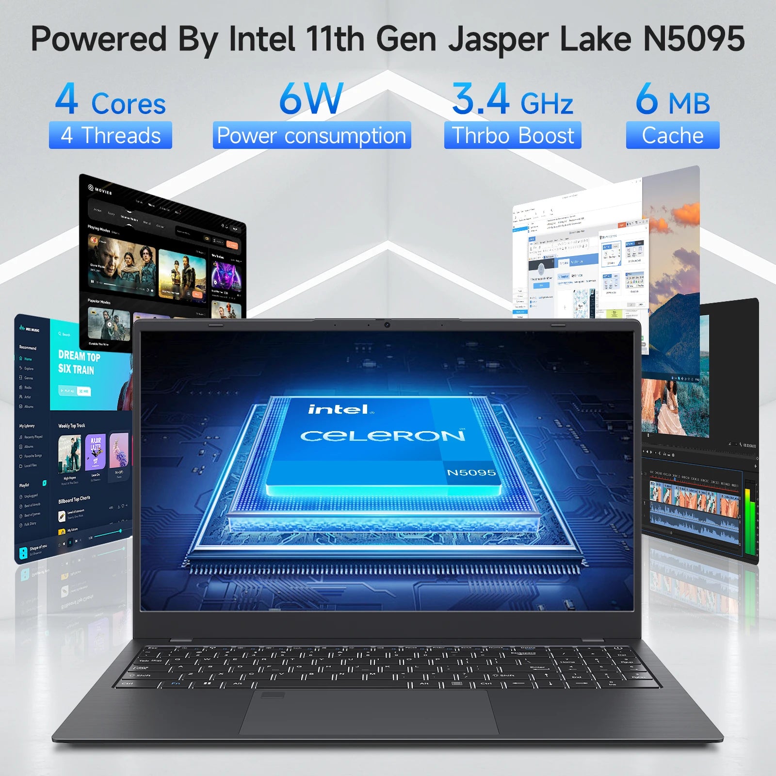 15.6 Inch Business Laptop Notebook PC Intel Celeron N5095 16GB RAM 512GB SSD Windows 11 Fingerprint Recognition Backlit Keyboard - Great Outdoors and More 25