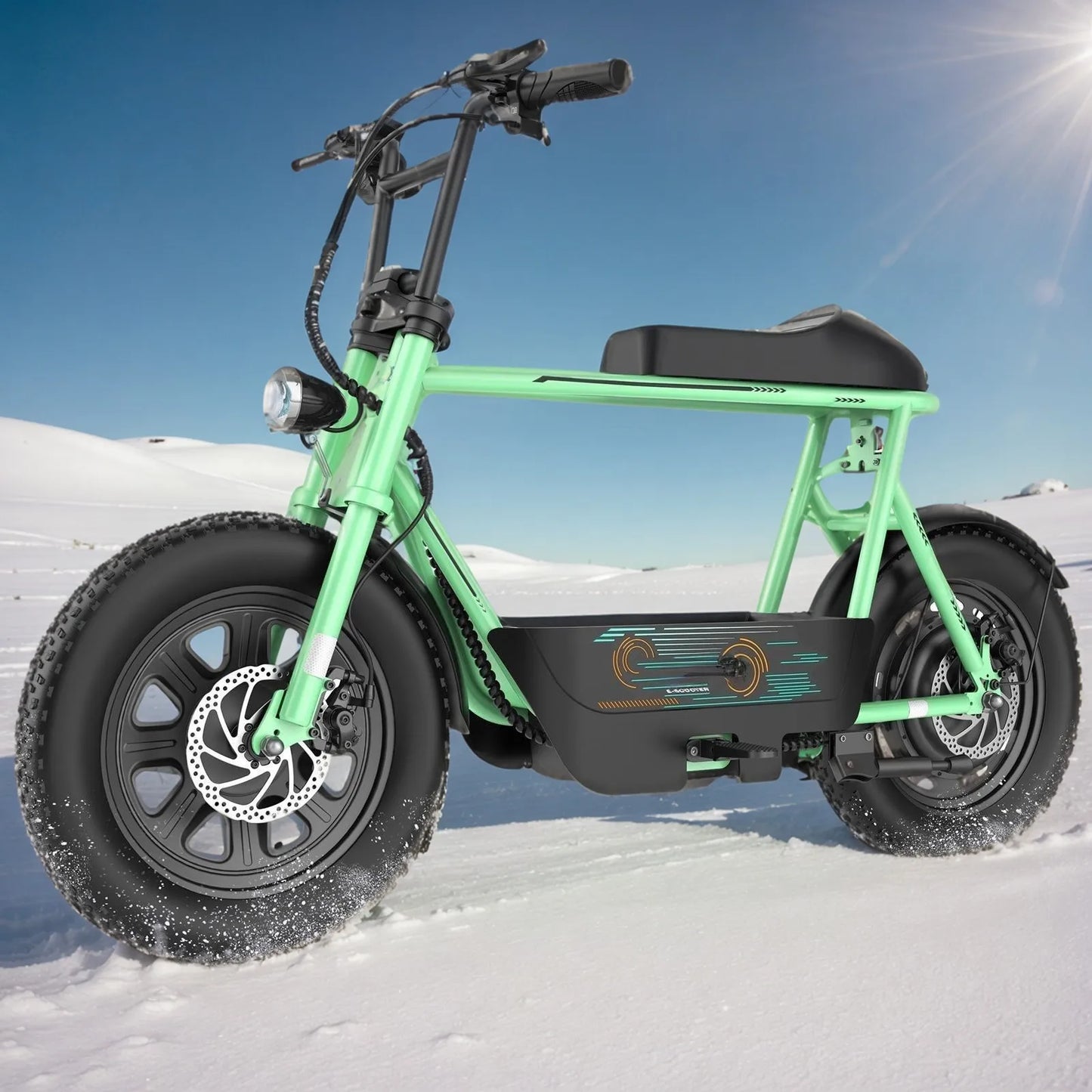 Peak 819W Electric Scooter with Seat for Adults 16 Inch Fat Tire All Terrain Commuter Ebike for Teens with Carry Basket