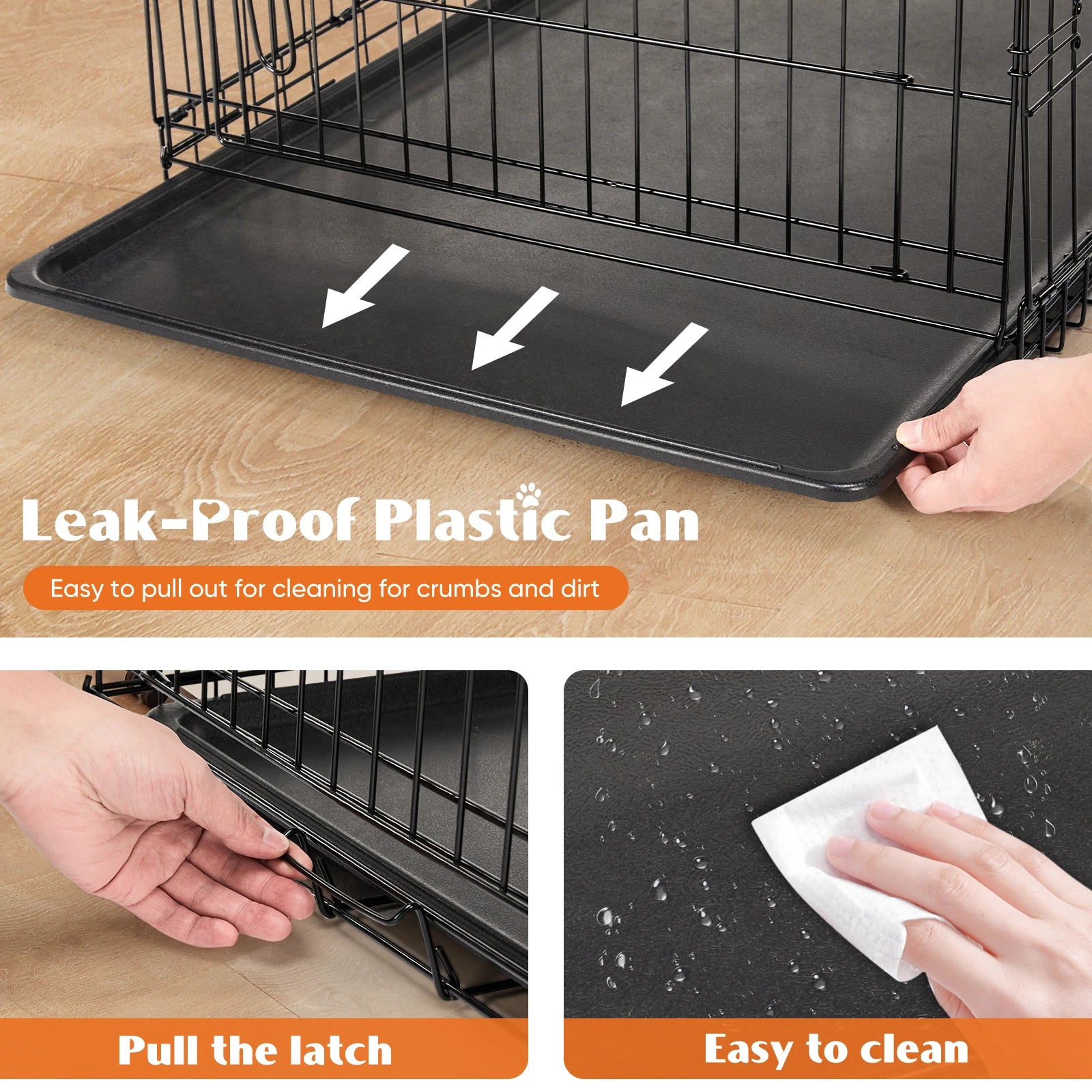JHK Double Door Folding Metal Wire Dog Cage with Leak Proof Pan Extra Large Pet Kennel for Indoor Outdoor Travel - Great Outdoors and More 25
