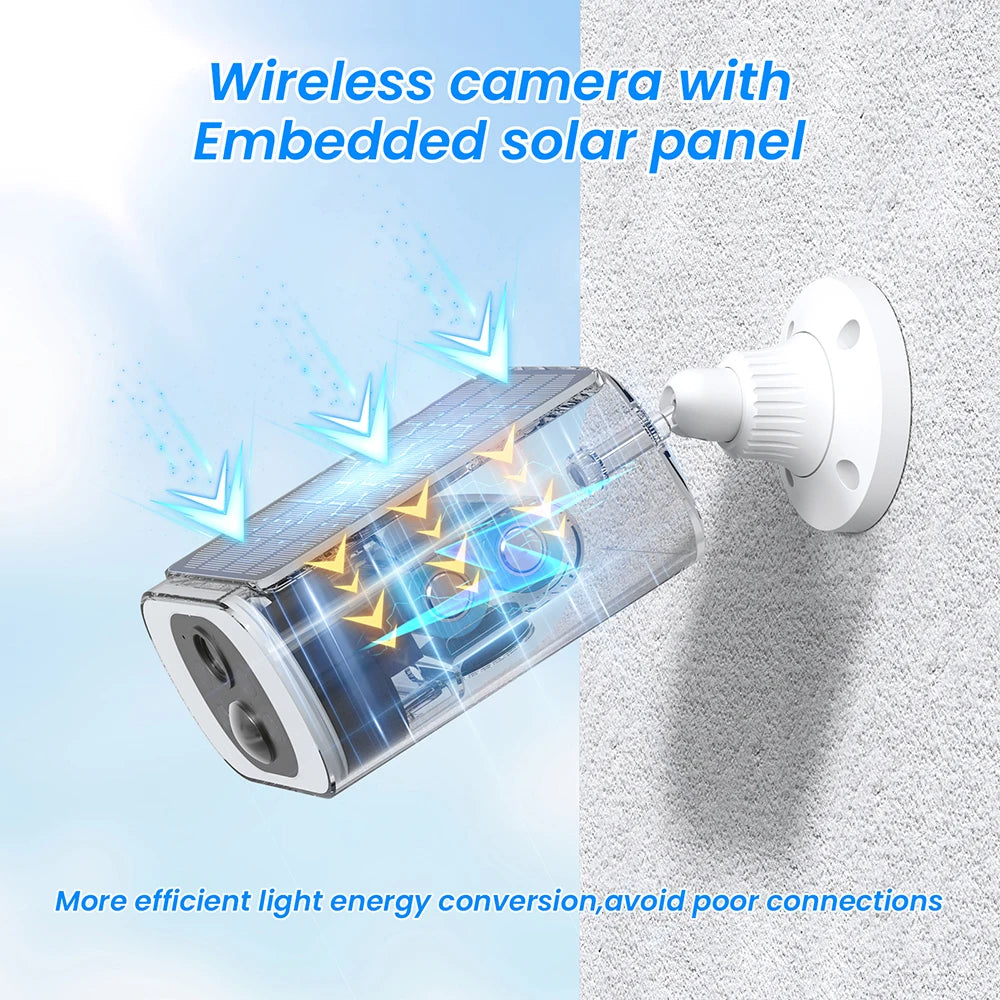 ANRAN Outdoor Wireless WiFi Camera 2.4G 3MP Battery Solar Security Camera with Floodlight Color Night Vision and Local Alarm